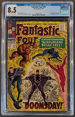 Buy Fantastic Four #59 Cgc 8.5 Marvel Comics 1967 Inhumans Silver Surfer Doctor Doom • 167.89£