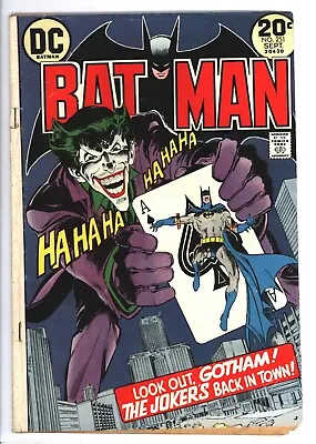 Buy * BATMAN #251 (1973) Classic Joker Cover Neal Adams Art Good/Very Good 3.0 * • 239.82£