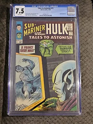 Buy Tales To Astonish #72 Marvel 1965 12 Cents CGC 7.5 Hulk Sub-Mariner Leader App • 171.90£