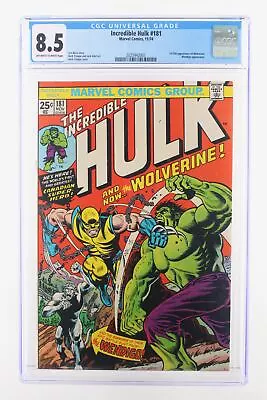 Buy Incredible Hulk #181 - Marvel Comics 1974 CGC 8.5 1st Full App Of Wolverine • 4,796.32£