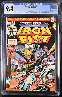 Buy Marvel Premiere #15 - Cgc 9.4 - Ow/wp - Nm - 1st Iron Fist Danny Rand • 552.14£