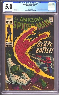 Buy Amazing Spider-Man #77 (1969) CGC 5.0 - Lizard & Human Torch - John Romita Cover • 80£