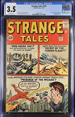 Buy Strange Tales #102 CGC 3.5 MARVEL COMIC 1st Appearance Wizard- Kirby, Lee, Ayers • 107.94£