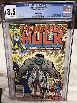 Buy 1986 Incredible Hulk #324 (W) Newsstand Edition Grey Hulk Returns CGC 3.5  • 18.60£