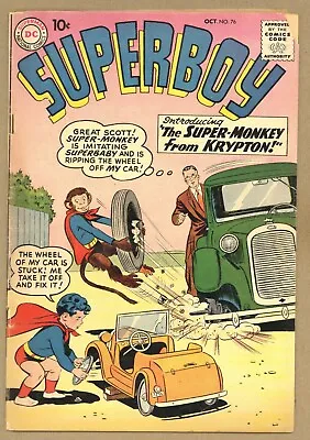 Buy Superboy 76 GVG Swan Cvr 1st BEPPO Super-Monkey! Robots! Super-Baby 1959 DC U668 • 32.78£