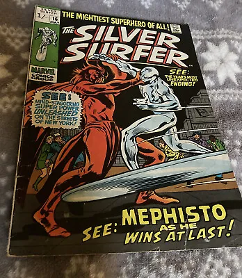 Buy SILVER SURFER #16 Mephisto Cover UK Pence Issue Price Marvel Comics 1970 • 40£