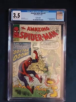 Buy AMAZING SPIDER-MAN #5 (1963) CGC 3.5 OW/W RARE UK Price Variant + Doctor Doom • 1,823.88£