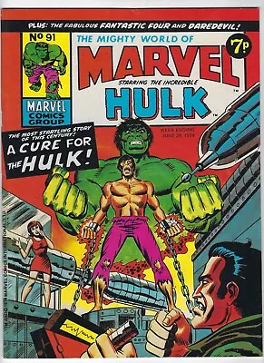 Buy MIGHTY WORLD OF MARVEL # 91 -UK Marvel Comic 29 Jun 1974- Hulk Daredevil FF VF • 5.95£
