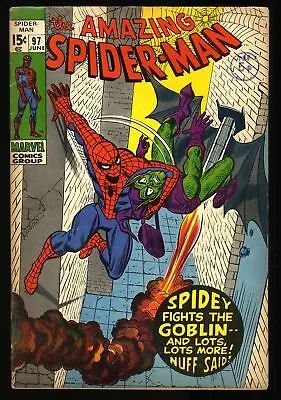 Buy Amazing Spider-Man #97 FN- 5.5 Drug Issue! Green Goblin! No CCA! Marvel 1971 • 56.90£