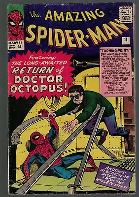 Buy Marvel Comics Amazing Spiderman 11 Return Of Doc Ock  2 .5 G+ 1964 Dr Octopus • 439.99£