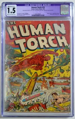 Buy HUMAN TORCH #10 CGC 1.5 Timely Comics 1942 Human Torch V Sub-Mariner Battle • 879.12£