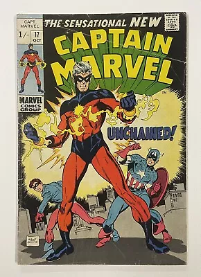 Buy Captain Marvel #17. Oct 1969. Marvel. Vg-. New Captain Marvel Costume! Uk Price! • 15£