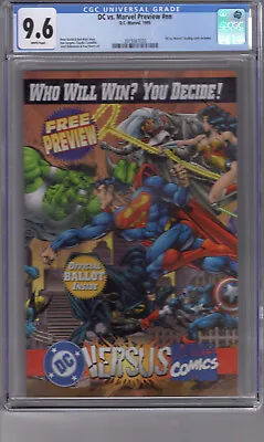 Buy Dc Vs Marvel Preview #nn (1996) 9.6 CGC W/P ' DC Vs MARVEL...Trading Card ' • 66.36£