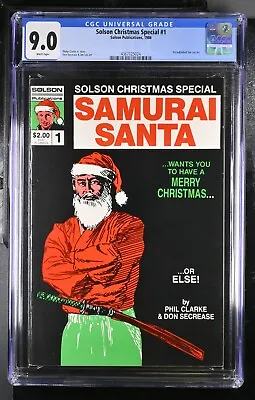 Buy SOLSON Christmas Special SAMURAI SANTA 1 Scarce 1986 1st Pro JIM LEE Art CGC 9.0 • 151.11£