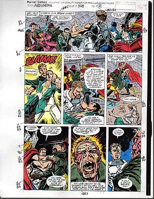 Buy 1991 Avengers 328 Color Guide Art Page 16: Iron Man,Thor,Captain America,Marvel • 35.13£