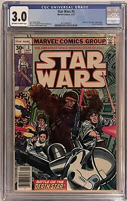 Buy Star Wars #3 - Cgc 3.0 - First Print - 1977 - 1st Appearance Of A Tie Fighter !! • 39.97£