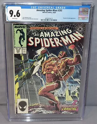 Buy AMAZING SPIDER-MAN #293 (Kraven The Hunter App) CGC 9.6 NM+ White Pages 1987 • 63.06£