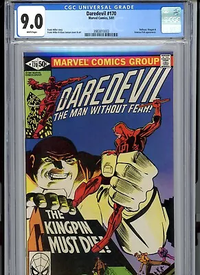 Buy Daredevil #170 CGC 9.0 W/pgs Beauty Bullseye Kingpin Marvel 1981 Disney TV MCU • 55.34£
