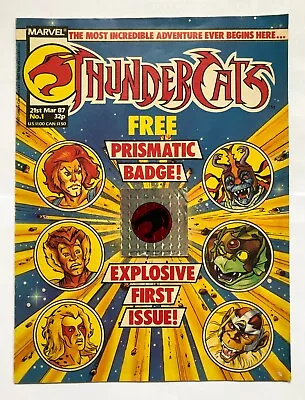Buy Thundercats Comic #1 UK Marvel 1987 With Prismatic Badge Gift - Very Good + • 29£