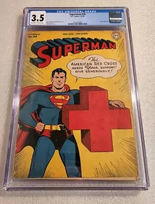 Buy Superman #34 (DC, 1945) CGC VG- 3.5 - Red Cross WWII Cover - Lex Luthor • 405.15£