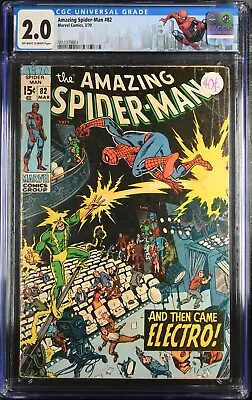 Buy Amazing Spider-man #82 Cgc 2.0 1970 Marvel Ow/white Pages Lee Romita Severin • 39.98£