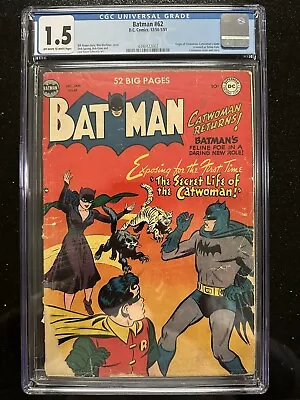 Buy Batman #62 (1951) Origin Of Catwoman Cgc Fr/gd 1.5 Ow/w Unrestored! • 600.46£