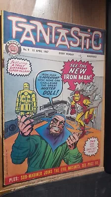 Buy Fantastic #9 British New Iron Man Reveal Cover 1967 • 59.99£