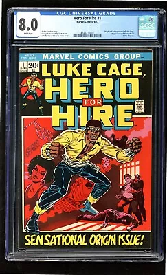 Buy 1972 MARVEL HERO FOR HIRE 1 CGC 8.0 WHITE PAGES - 1st Appearance Luke Cage • 505.40£