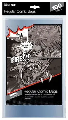 Buy (100) Ultra Pro Regular Modern Size Comic Book Storage Bags 7 1/8  X 10 1/2   • 6.74£