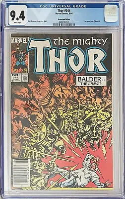 Buy Thor #344 CGC 9.4 White. 1st Appearance Of Malekith!! Newsstand Edition. • 45£