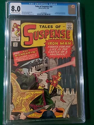Buy TALES OF SUSPENSE #50 CGC 8.0 1st App Of The Mandarin/Iron Man OW/W Pages Nice • 869.91£
