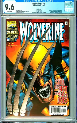 Buy WOLVERINE 145 CGC 9.6 WP SILVER FOIL 1st Printing HULK SABRETOOTH Marvel 1999 • 69.70£