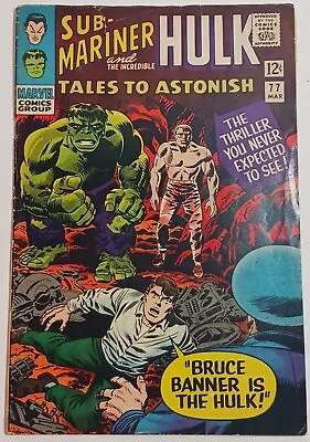 Buy Tales To Astonish #77  Sub-Mariner And The Incredible Hulk   Marvel Mar 1966 • 24.40£