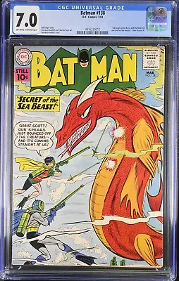Buy 1961 Batman 138 CGC 7.0 Batman And Robin Sea Monster Cover • 319.80£