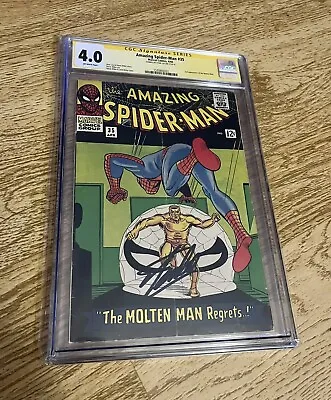 Buy Amazing Spider-Man 35 Comic Book 1966 CGC 4.0 Stan Lee Signed SS 2nd Molten Man • 683.28£