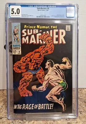 Buy Sub-Mariner 8 CGC 5.0 Ow/w Pages 1968 Marvel Comics, KEY BATTLE COVER! • 63.96£