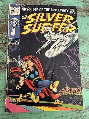 Buy Silver Surfer #4 1969 Classic Thor Silver Surfer Cover Marvel Comics - Gd/vg • 221.37£