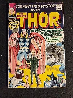 Buy JOURNEY INTO MYSTERY (THOR)  #113 (Marvel Comics 1965) VG- Jack Kirby Chic Stone • 36.37£