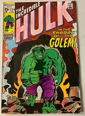 Buy Incredible Hulk #134 Marvel 1st Series 3.0 (6.50 Colored With Crayon) (1970) • 6.43£