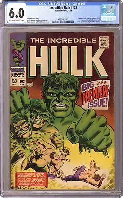 Buy Incredible Hulk #102 CGC 6.0 1968 4173462001 • 204.75£