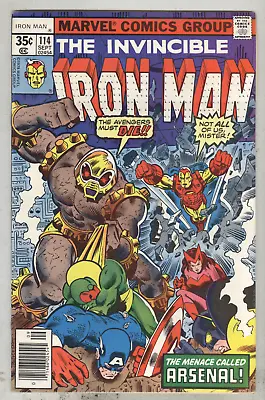 Buy Invincible Iron Man #114 September 1978 VG Avengers And Arsenal • 3.21£
