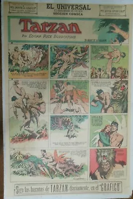 Buy Tarzan Sunday Page #589 Burne Hogarth From 6/21/1942 In Spanish ! Full Page Size • 11.89£