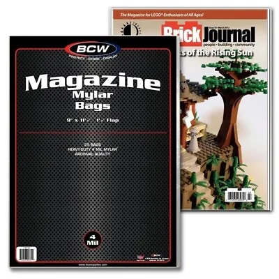 Buy Pack Of 25 BCW Magazine Size 4 Mil Mylar Bags Archival Acid Free Soft Covers • 40.77£