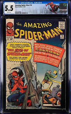 Buy Amazing Spider-Man #18 (1964) CGC 5.5, Custom Mint Case! White! 1st Ned Leeds! • 374.50£
