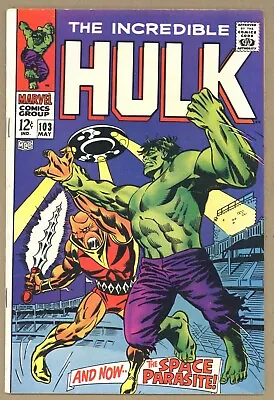 Buy Incredible Hulk 103 FN Marie Severin Cvr/art 1st SPACE PARASITE 1968 Marvel V327 • 31.77£
