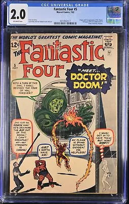 Buy Fantastic Four #5 - Marvel Comics 1962 CGC 2.0 Origin And 1st Appearance Of Dr.  • 3,026.49£