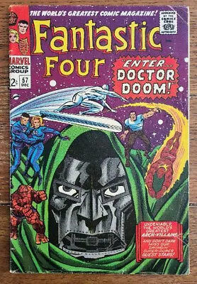 Buy Fantastic Four #57 Marvel Comics 1966 Doctor Doom Silver Surfer Appearance - FN- • 60.81£
