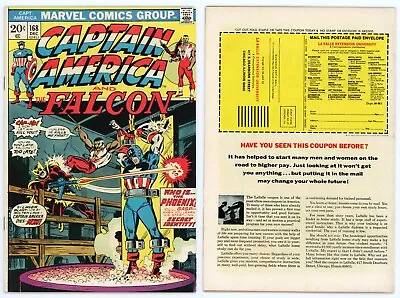 Buy Captain America #168 (VF+ 8.5) 1st App Helmut Zemo Thunderbolts SOON 1973 Marvel • 71.12£
