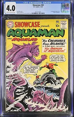 Buy Showcase #30 CGC VG 4.0 Cream To Off White 1st Aquaman Tryout Issue! Aqualad!  • 370.79£