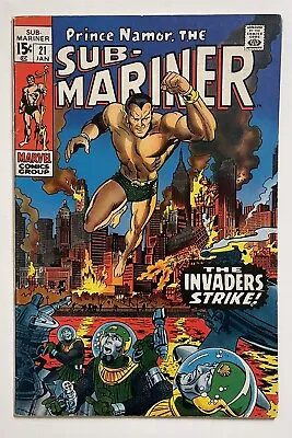 Buy Sub-Mariner #21 (Marvel 1970) “Invaders Strike” Thomas/Severin     Very Nice! • 36.54£